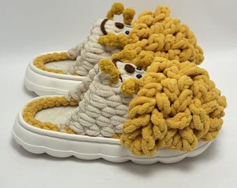 Handmade Handcrafted Crochet Cartoon-like Plush House Slippers Size 40 To 41
