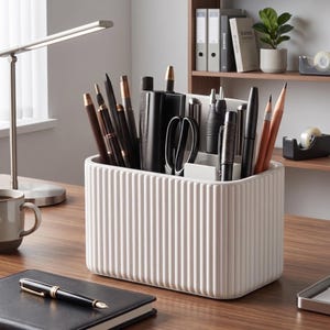 Pen Holder with Divider | 3D Printed Desk Organizer | Desktop Pen Pot | Office Stationery Cup | Modular Pencil Holder