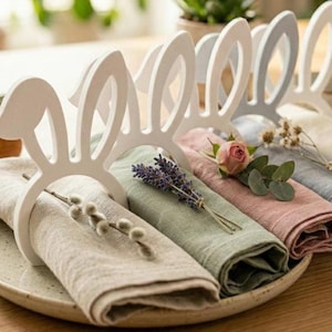 Juego de servilleteros con forma de conejito de Pascua (4/6/12) - Decoración de mesa de primavera - Supper Club Decor