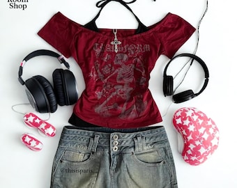 Y2K Anime Crop Top: Harajuku Sleeveless Graphic Tee gothic goth emo alt