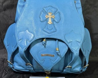 Zaino in pelle pieno fiore fatto a mano con cuore cromato e borsa FLARENIE GUNSLINGER