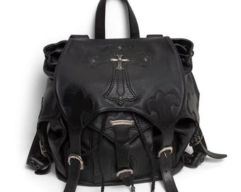 Handcrafted Top Grain Leather Backpack Crome Heart FLARENIE GUNSLINGER Bag