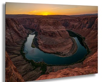 Horseshoe Bend Sonnenuntergang Foto, Arizona Canyon Wandkunst