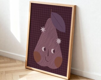 Birnen Kinderzimmer Kunst – moderne Obst Illustration für Kinder | Digitaler Download