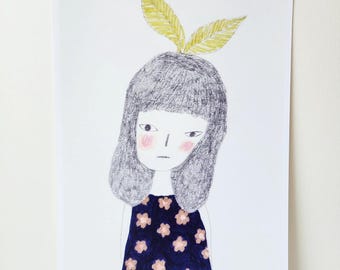 Golden flower/ Limited Edition Art Print Set – Pencil Drawing (A5 + A6)