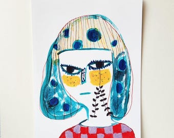 Silent echoes of the moon/ Limited Edition Art Print Set – Acrylic & Oil Pastel (A5 + A6)