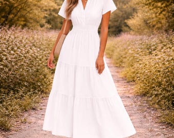 Maxi robe d'été en coton pour femme, longue robe d'été, robe d'été décontractée, robe en coton léger