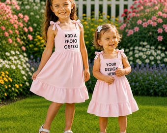 Custom Photo Girls Mini Dress, Personalized Toddler Memorial Dress, Photo Print Birthday Dress, Beach Dress for Girls, Custom Name Dress