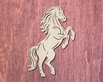 Horse Wood Cutout, DIY Craft Shape, Laser Cut Unfinished Customizable Blank, For Painting, Ornament, Wall or Office Decor, Farm Crafts