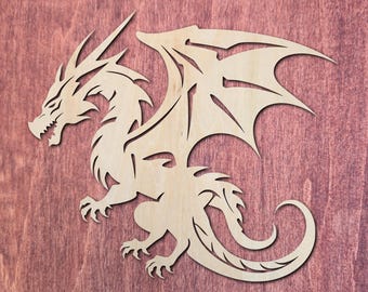Dragon Wood Cutout, Craft Unfinished Shape, Fantasy Wall Decor, DIY Painting Blank, Room Art, Medieval Home Decor