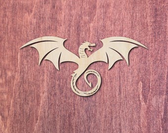 Flying Dragon Wood Cutout – Laser Cut Unfinished Shape for Crafts, Fantasy Wall Decor, DIY Painting Blank, DnD Room Art, Medieval Home Decor