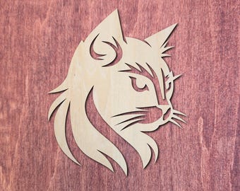 Cat Head Wood Cutout, DIY Craft Shape for Cat Lovers, Laser Cut Unfinished Blank, For Painting, Wall or Office Decor, Pet Animal Crafts
