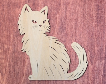 Kitten Wood Cutout, Cat Wooden Shape, Unfinished Cat Silhouette for Crafts, DIY Painting and Craft Supply