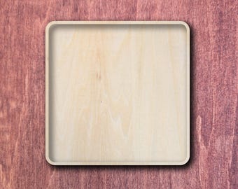 Square Wooden Mosaic Tray, Unfinished Wood Frame, Craft Base, Substrate, DIY Mosaic Tray, Wood Art Supply