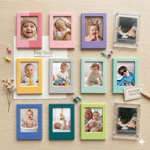 3-Inch Magnetic Photo Frame for Instax Mini & Polaroid Film | Colorful Acrylic Fridge Decor | Picture Display for Home,
