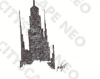 Cityscape Neo Original Ink Drawing Series 1-2