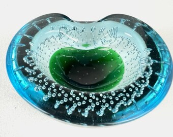 Rare Stunning Mid Century Blue Opaline Murano Glass Jewelry Box by