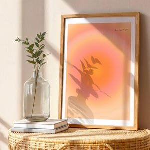 Aura Poster Orange – Dopamine Decor Affirmation Wandbild Choose Happy Thoughts | Spirituelle Wandkunst Wohnzimmer Meditation
