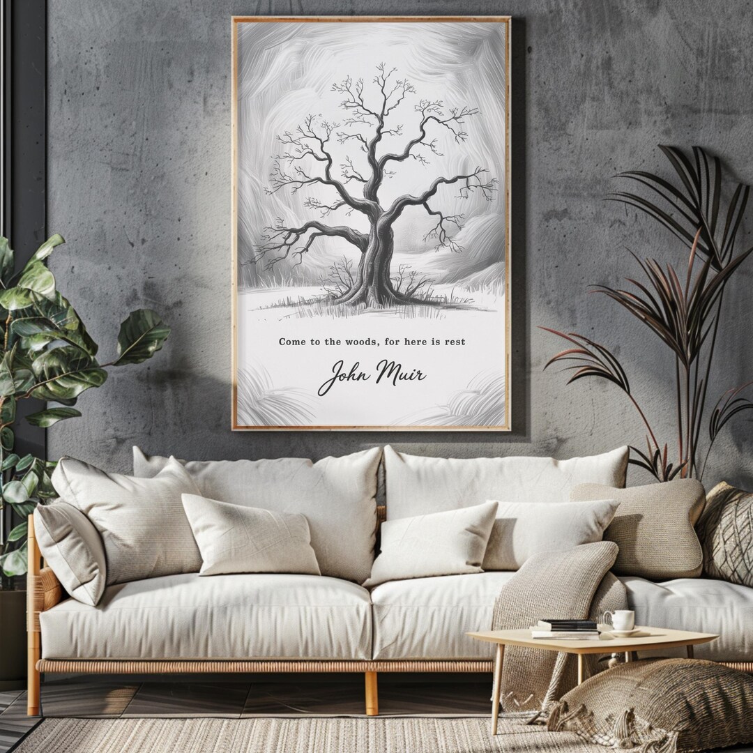 John Muir Quote Tree Print – Rustic Forest Wall Art - Etsy