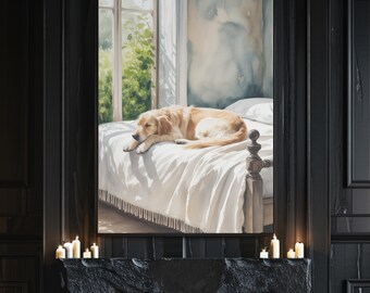 Golden Retriever Print – Sleeping Dog Art, Cozy Home Decor