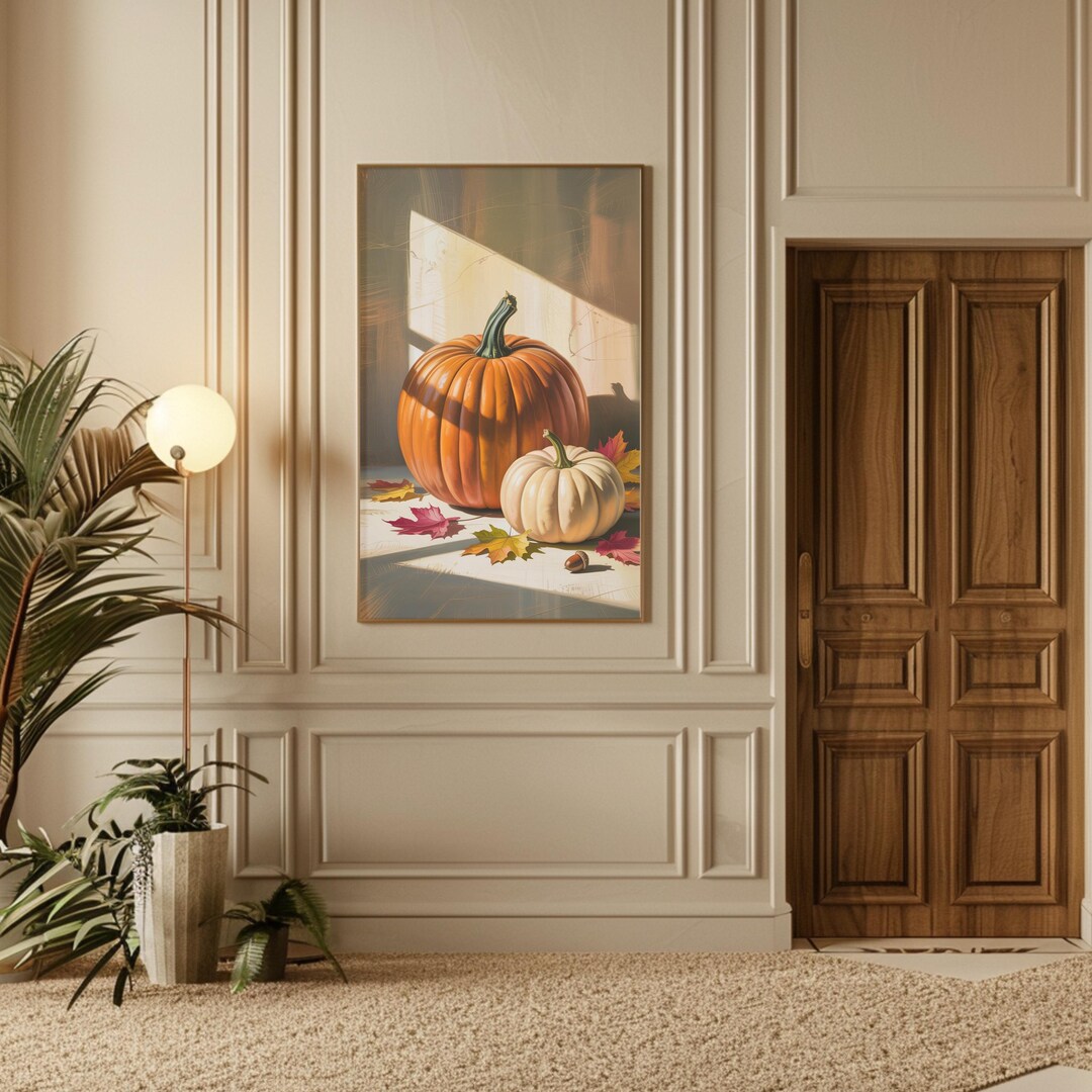Vintage Pumpkin Still Life Painting: Autumn Harvest Wall Art - Etsy