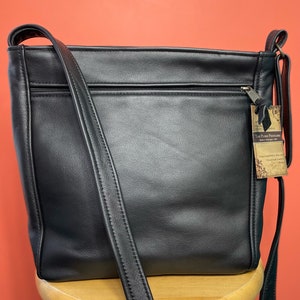 Large, crossbody leather purse - adjustable strap - black leather - Rita style - made in the USA - leather purse