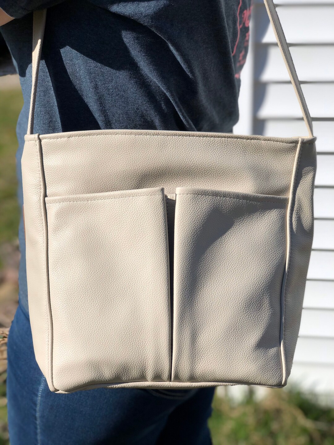 Large Leather Purse - Bone Color Leather - Rita Style - Made in the USA ...