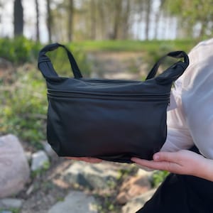 Large leather purse - soft black leather - large Donna style - made in the USA