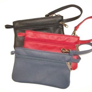 Bolso de mano de cuero de tamaño mediano - cuero negro - otros colores disponibles - hecho en EE. UU.