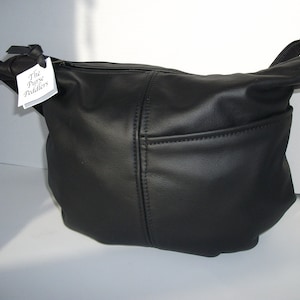 Grand sac à main en cuir - bandoulière réglable - cuir noir souple - grand style Donna - fabriqué aux États-Unis