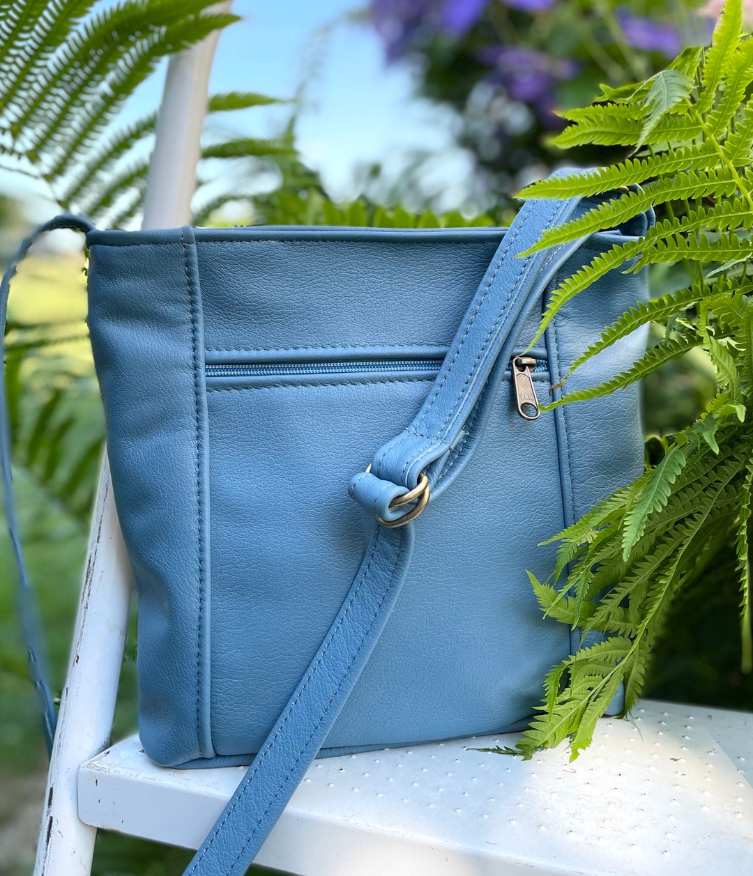 Crossbody Leather Purse Adjustable Strap Beautiful, Country Blue ...