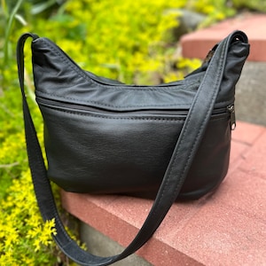 Leather purse - black leather - Brenda style - made in the USA