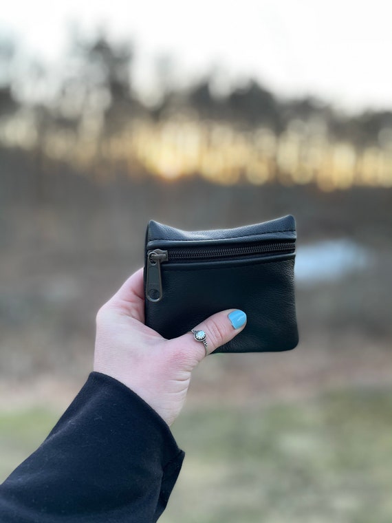 Small Leather Pouch Leather Coin Purse Black Leather Other Colors Available  Made in the USA 