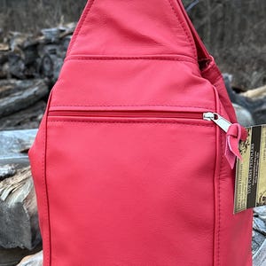 Handmade leather backpack - red leather - made in the USA