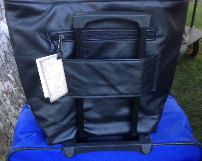 Leather Tote Bag With Trolley Sleeve Carry on Bag With Etsy