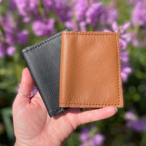 Portefeuille porte-cartes en cuir - cuir noir - cuir marron - fabriqué aux États-Unis - autres couleurs disponibles