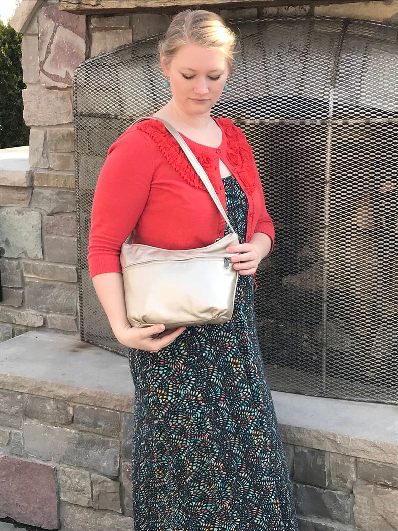 Light gold metallic Leather PurseLeather shoulder bag for Etsy