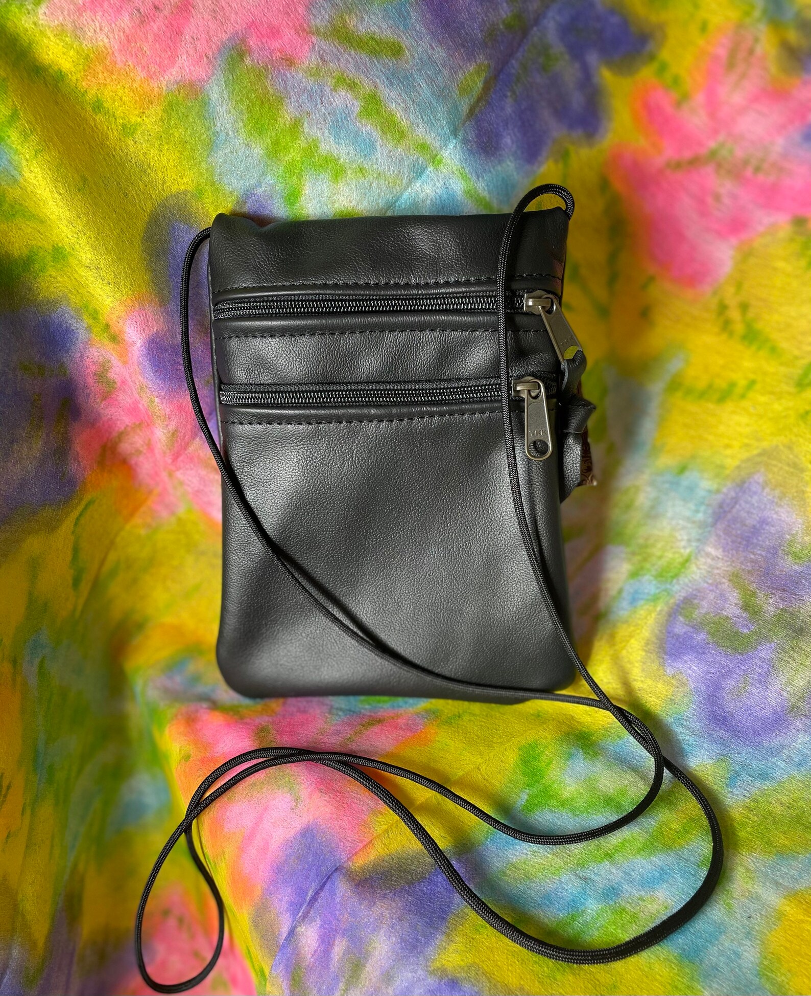 Crossbody Leather Phone Pouch/purse Black Leather Multiple Etsy