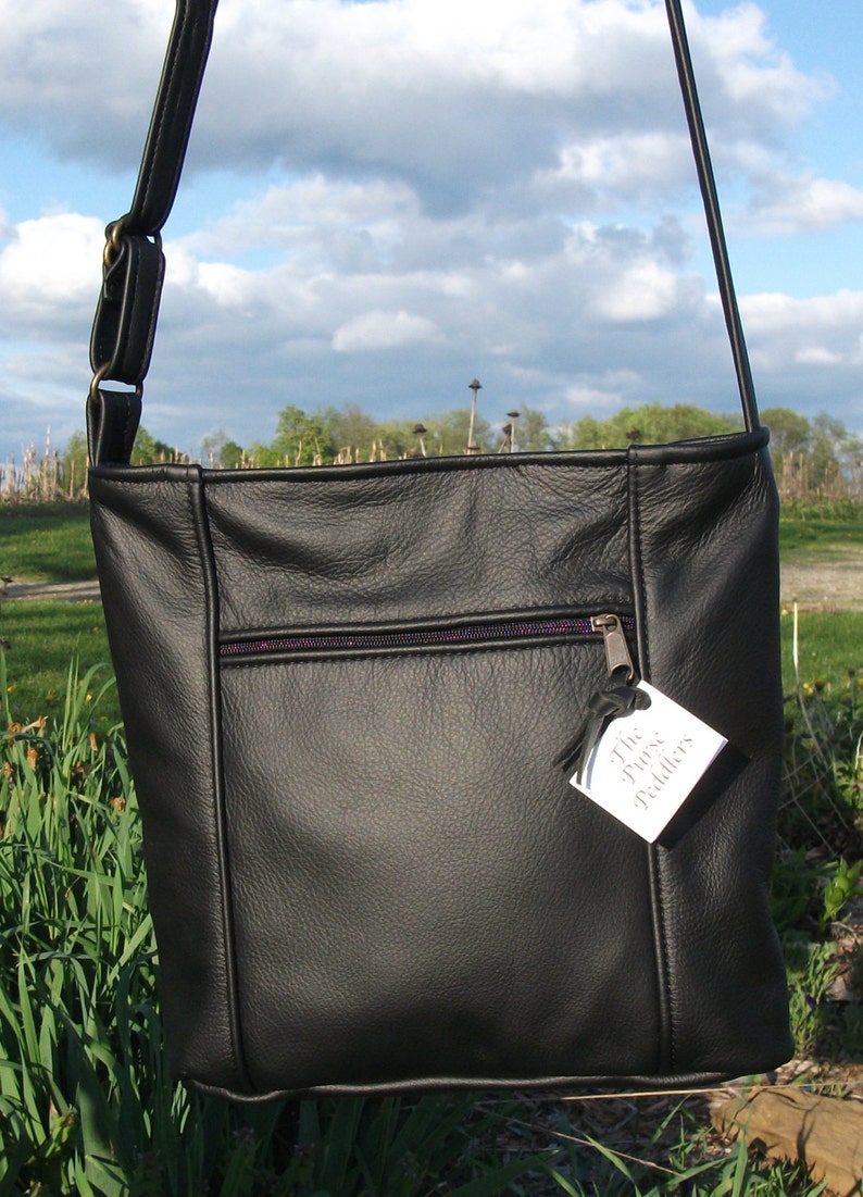 Crossbody purse Large Emily style black leather purse Made Etsy