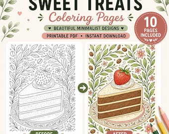 Sweet Treats Coloring Pages | Minimalist Coffee Shop Designs (PDF Download)