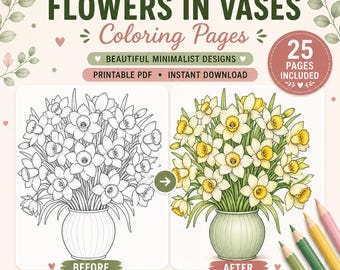 Flowers in Vases Coloring Pages