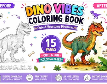 Cute Dinosaurs Coloring Book for Kids