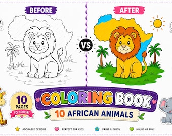 African Animals Coloring Pages PDF • Safari & Jungle Friends for Kids • Printable Book