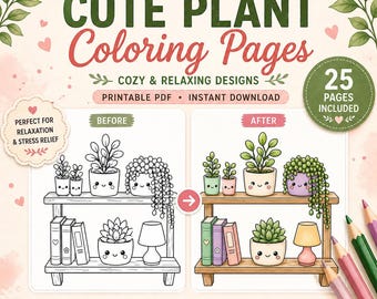 Сute Plant Coloring Pages – 25 Potted Flower Designs (Printable PDF)