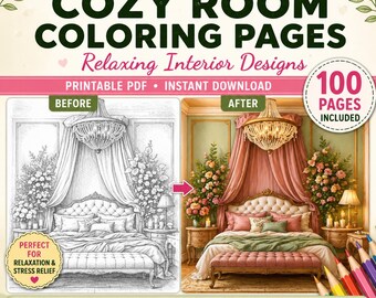 Cozy Home Interiors Coloring Book: 100 Pages