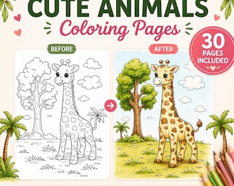 Animals Coloring Book for Kids | 30 Easy Printable Pages (PDF Download)