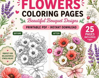 Bouquets & Flowers Coloring Pages | 25 Printable Floral Designs PDF