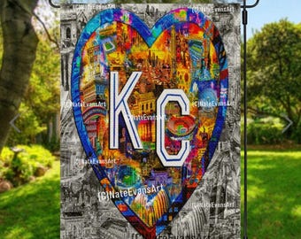 KC HEART Garden Flag