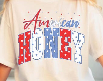 American Honey png, Retro 4th of July Shirt svg, USA Patriotic png, 4th of July Varsity png, American Sublimation Design, Digital Download