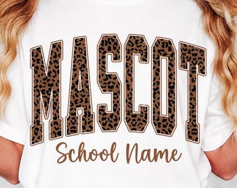 Custom School Mascot png, Personalized Team Name, Leopard Print School Spirit Shirt png, Game Day Varsity Letters png, Sublimation Design